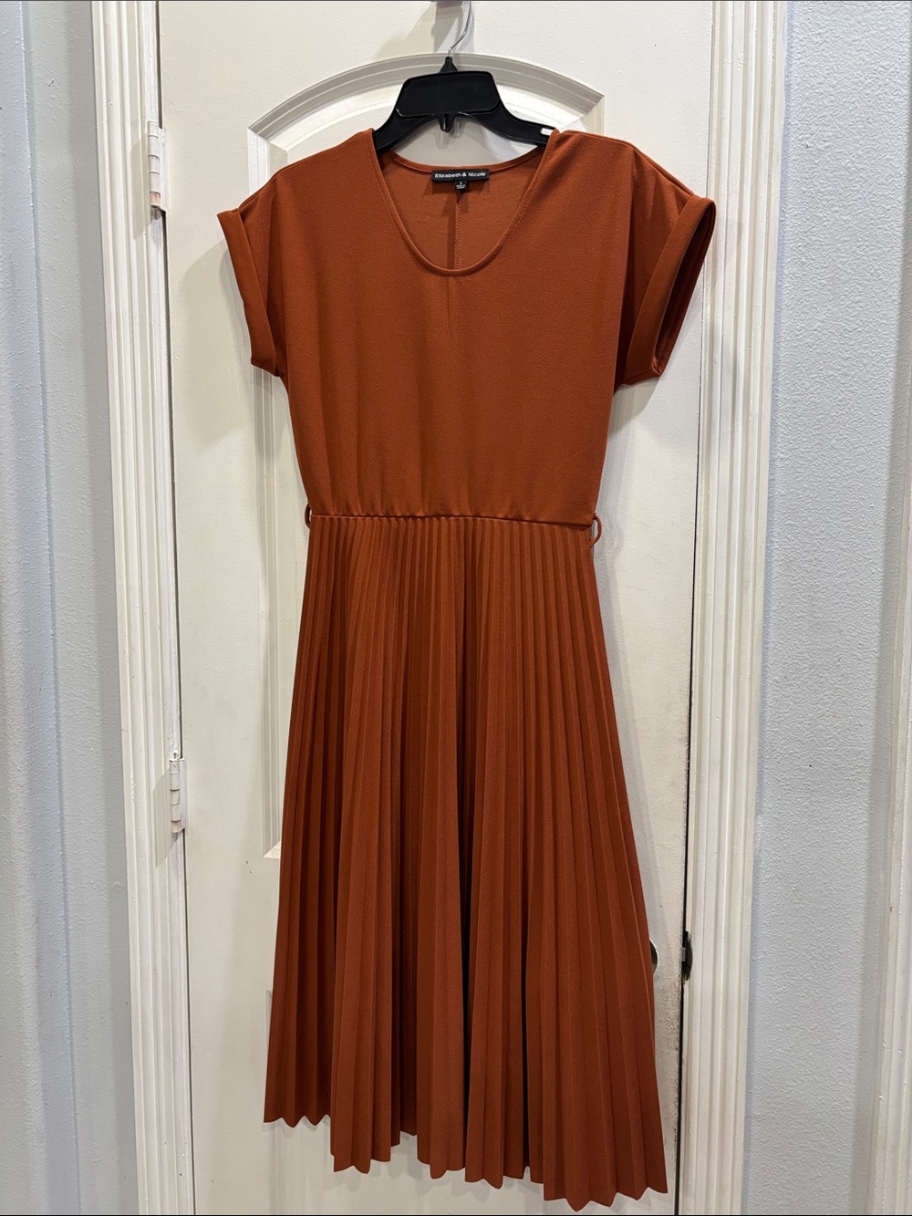 Women’s Pleated Midi Dress in Rust by Unknown